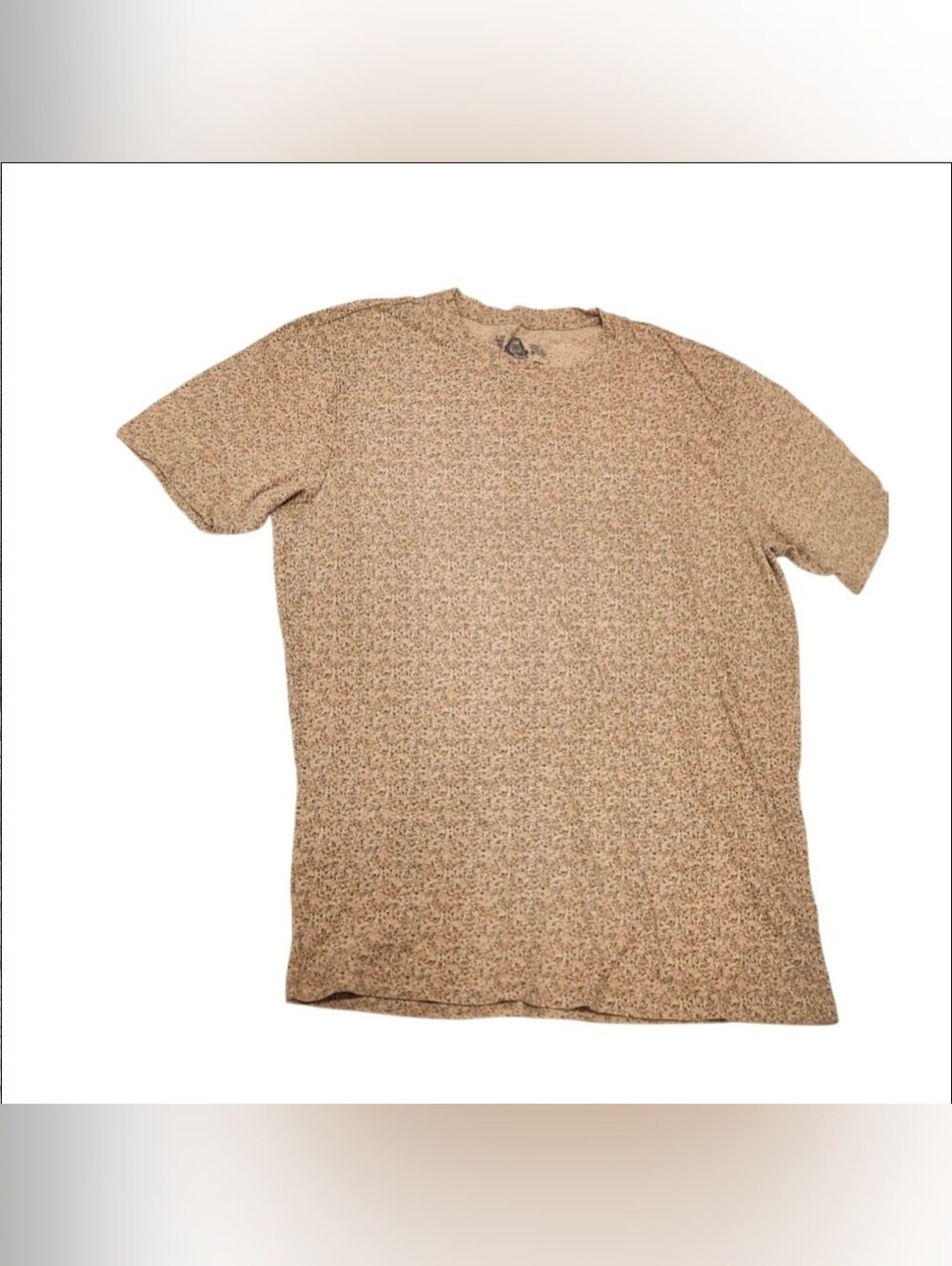 Men's S Beige Speckled Crew Neck Short Sleeve Cotton Polyester T-Shirt